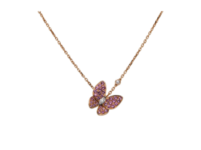 van cleef pink butterfly necklace